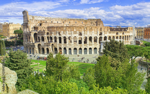 Plakat Colosseum antyczny budynek w Rzym mieście, Włochy