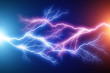 Blue and red lightning arc electric discharge