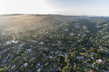 Wall Mural - Aerial view of affluent homes and estates in the Bel Air area of Los Angeles, California.