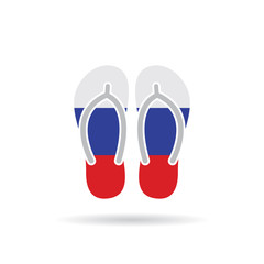 Wall Mural - Russia flag flip flop sandals icon on a white background.