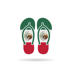 Wall Mural - Mexico flag flip flop sandals icon on a white background.