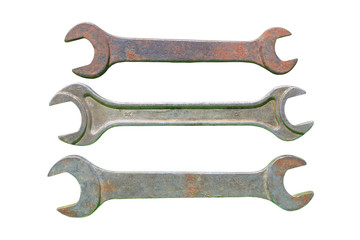 Sticker - Old metal wrenches. Close-up. Isolated on white background. Isolate.