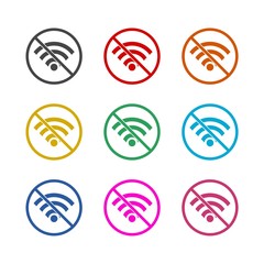 No internet, No Wi fi, color icons set