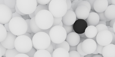 Poster - Abstract of black in the white sphere balls are scattered as background.3d rendering