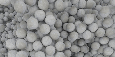 Poster - Abstract of cement  sphere balls are scattered as background.3d rendering