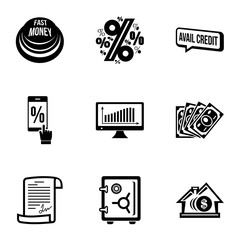 Poster - Money way icons set. Simple set of 9 money way vector icons for web isolated on white background