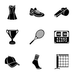 Poster - Lawn tennis icons set. Simple set of 9 lawn tennis vector icons for web isolated on white background