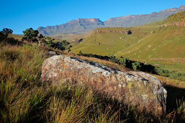 Poster - Scenic Drakensberg mountain landscape, Giants Castle nature reserve, South Africa.