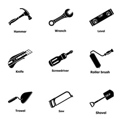 Poster - Tooling icons set. Simple set of 9 tooling vector icons for web isolated on white background