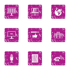 Poster - Sonant icons set. Grunge set of 9 sonant vector icons for web isolated on white background