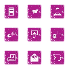 Poster - Engage finance icons set. Grunge set of 9 engage finance vector icons for web isolated on white background