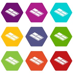 Poster - Floor tiles icons 9 set coloful isolated on white for web