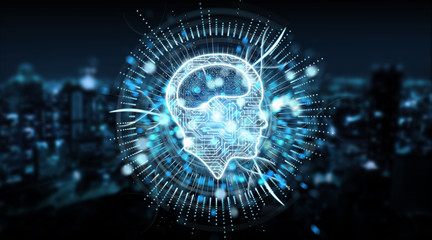 Aufkleber - Digital artificial intelligence icon hologram 3D rendering