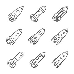 Wall Mural - large linear set of rocket icons