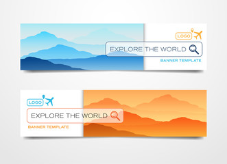 template banner design header for website with nature landscape vector illustration