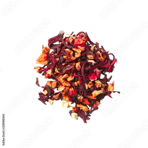 Fotografie, Obraz Heap of dried herbal tea leaves isolated on white