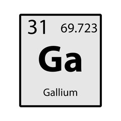 Wall Mural - Gallium periodic table element gray icon on white background vector