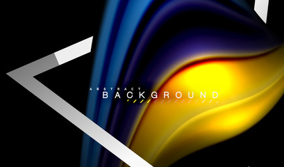 Rainbow fluid colors wave and metallic geometric shape
