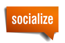 Socialize Orange 3d Speech Bubble