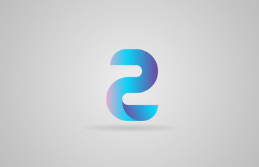 blue pink number 2 logo icon design