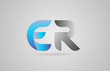 grey blue alphabet letter er e r logo icon design