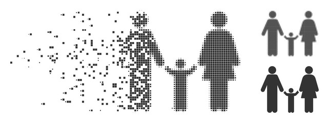 Fototapete - dispersed family child dotted icon with disintegration effect. halftone pixelated and intact solid g