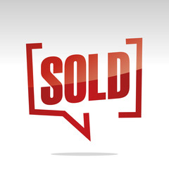 Sticker - Sold in brackets white red isolated sticker icon