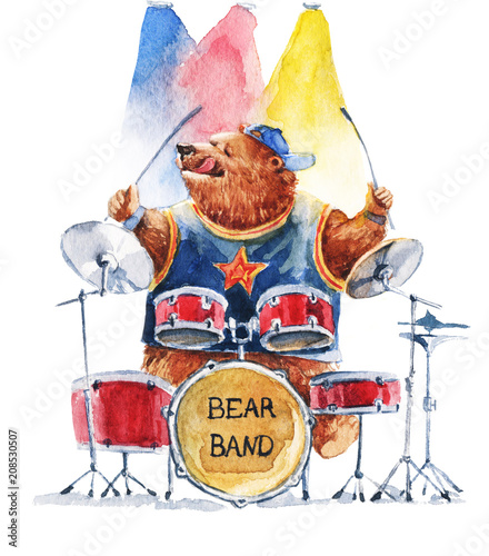 akwareli-ilustracyjny-nakreslenie-niedzwiedz-bawic-sie-na-bebenach-na-bi