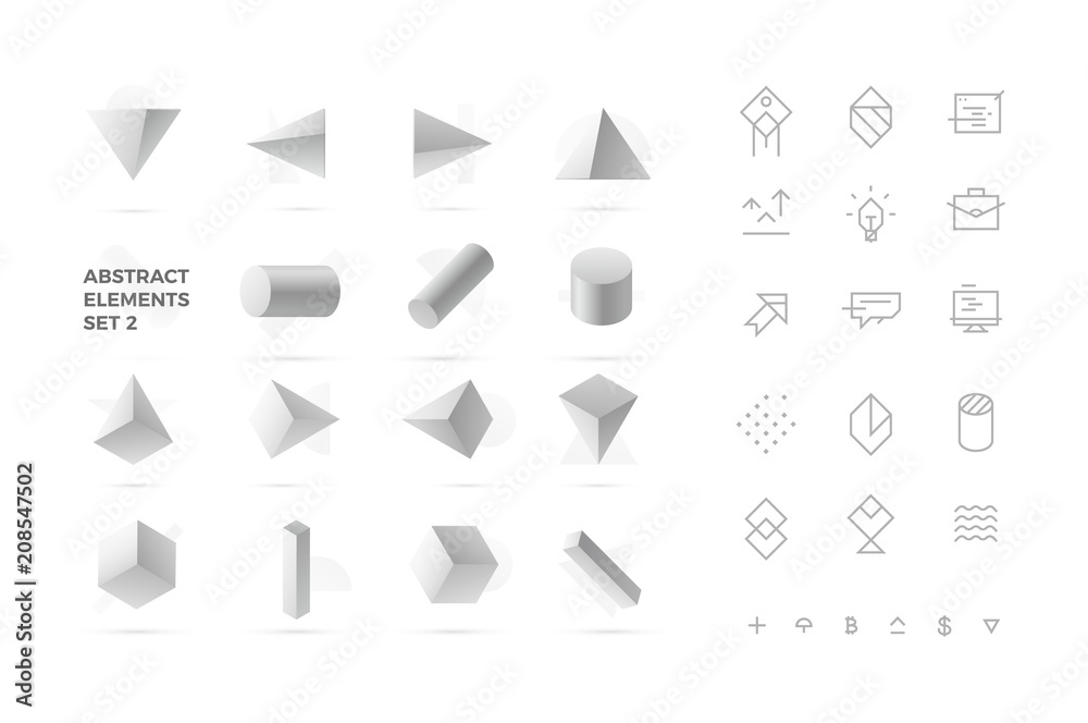 Abstract Realistic 3D Objects and Icons Stock Vector | Adobe Stock