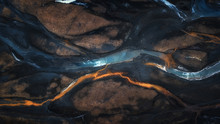 Aerial Photo Of Mix Color Of Stream In To River