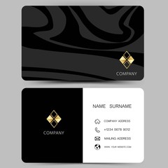 Modern business card design. Black and white color. Vector illustration. 