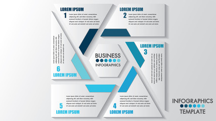 Wall Mural - business infographics process. timeline with 6 steps, options space for text edit. vector template i
