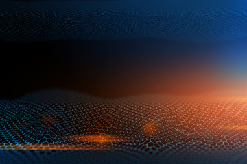 Poster - data deep learning hologram ai technology robotic, molecule of chemical, atom cell science, futuristic cyber network, system of background illustration 3d rendering