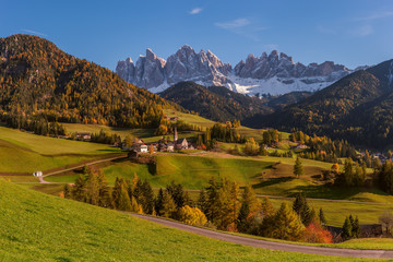 Wall Mural - mountains and village in valley