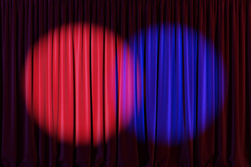 Wall Mural - red curtain or drapes in theater with colored lighting