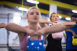 © .shock - athletes doing exercises with kettlebells
