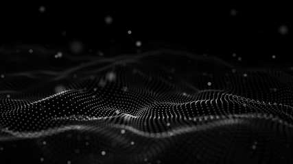 data technology illustration. abstract futuristic background. wave with connecting dots and lines on