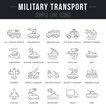 © M.Style - Set Vector Line Icons of Military Transport.