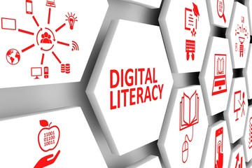 Digital literacy concept cell background 3d illustration