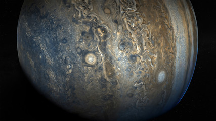 view of jupiter, the fifth planet of the solar system, with stars . elements of this image furnished