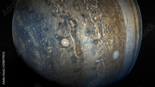 View of Jupiter, the fifth planet of the Solar System, with stars Poster Mural XXL