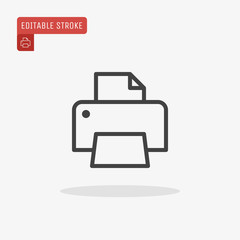 Outline printer icon isolated on grey background. Line fax symbol for website design, mobile application, ui. Editable stroke. Vector illustration, eps10.