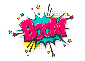 Wall Mural - boom pop art comic book text speech bubble