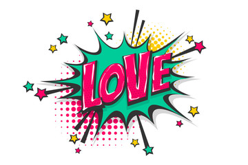 Wall Mural - love pop art comic book text speech bubble