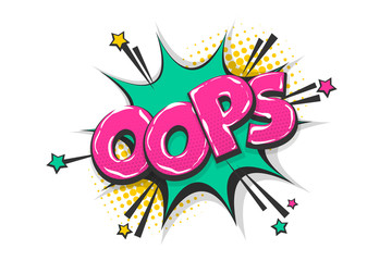 Wall Mural - omg ouch oops pop art comic text speech bubble
