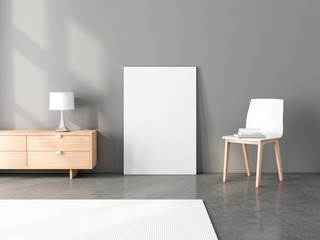 large poster canvas mockup on the floor