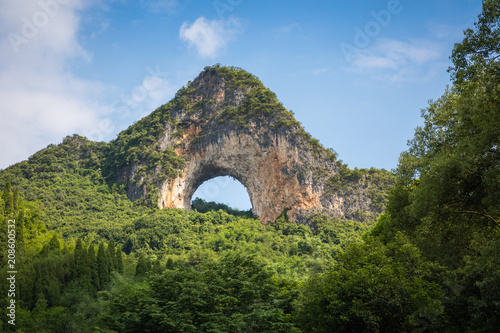Fotomural Scenic summer sunny landscape at Moon Hill, Yangshuo County of Guilin, China