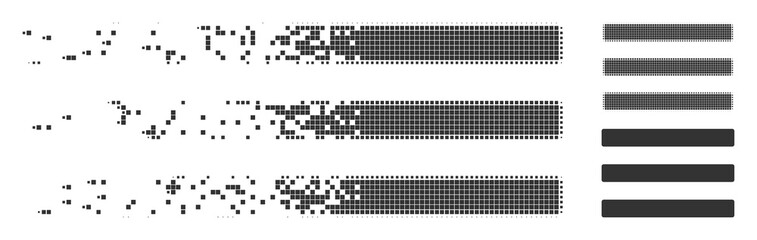 Fototapete - grey vector menu icon in dispersed, dotted halftone and undamaged whole variants. disintegration eff