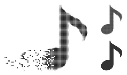 Fototapete - grey vector musical note icon in fractured, pixelated halftone and undamaged solid variants. disinte