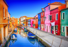 Colorful Houses In Burano, Venice, Italy